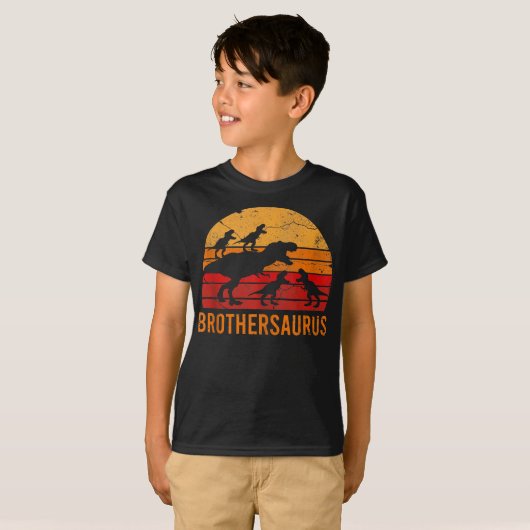 Brother Dinosaur 5 kind Funny Big Little Brother T-shirt (Voorkant volledig)
