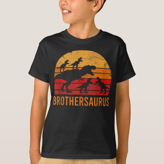 Brother Dinosaur 5 kind Funny Big Little Brother T-shirt (Voorkant)