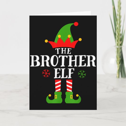 Brother Elf Funny Matching Family Group Christmas Kaart (Voorkant)
