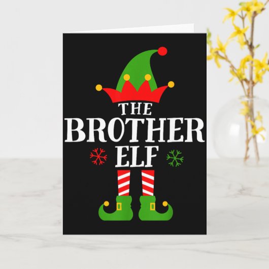 Brother Elf Funny Matching Family Group Christmas Kaart (Gele Bloem)