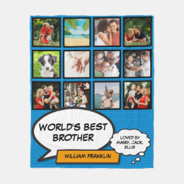 Brother Foto Collage Modern Cool Fun Comic Blue Fleece Deken