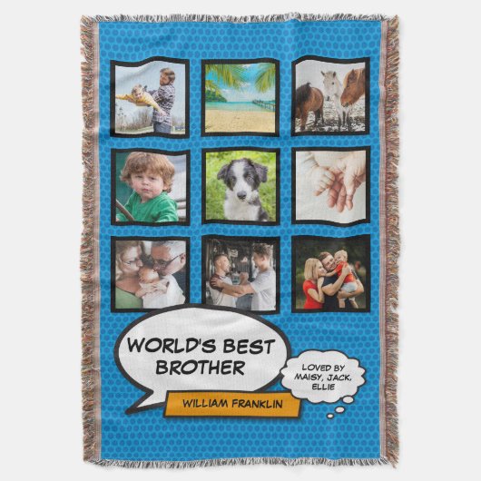 Brother Fotocollage Comic Book Fun Cool Blue Deken (Voorkant Verticaal)