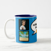 Brother Fun Modern Cool Comic Photo Collage Blauw Tweekleurige Koffiemok (Links)