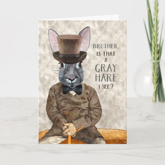 Brother Funny Birthday Hipster Rabbit Gray Hare Kaart (Voorkant)