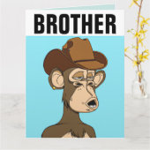 BROTHER FUNNY MONKEY BIRTHDAY OVERGEZIEN KAART (Gele Bloem)
