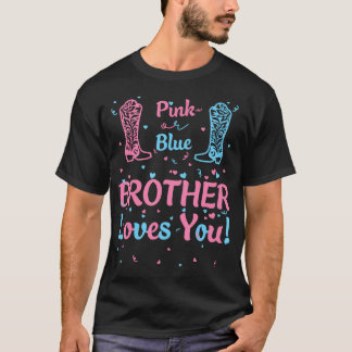 Brother Gender Reveal Party Familie Western Roze o T-shirt