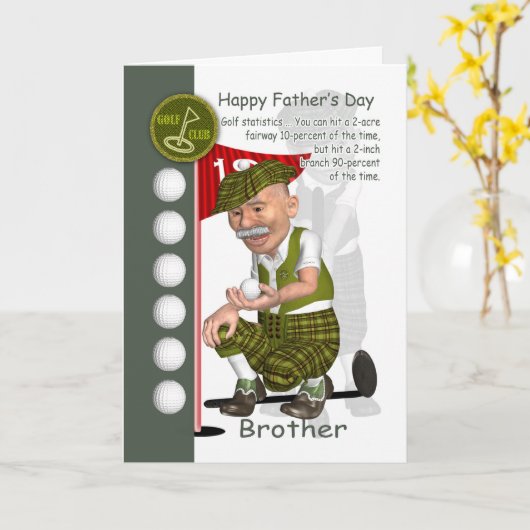 Brother Golf Vaderdag Wenskaart Golfen Kaart (Gele Bloem)