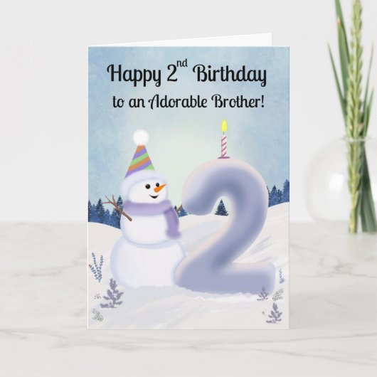 Brother Happy 2nd Birthday Snowman Building Kaart (Voorkant)