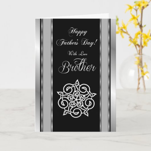 Brother / Happy Vaderdag - Keltische knoop Kaart (Gele Bloem)