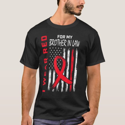 Brother In Law Heart Disease Awareness Flag Matchi T-shirt (Voorkant)