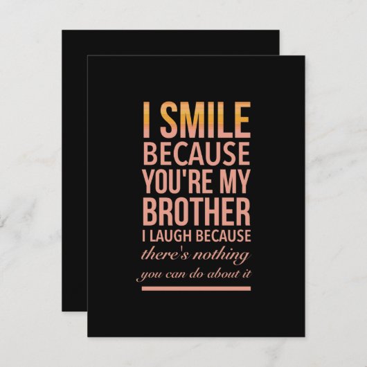 Brother laugh funny bedankkaart (Voorkant / Achterkant)