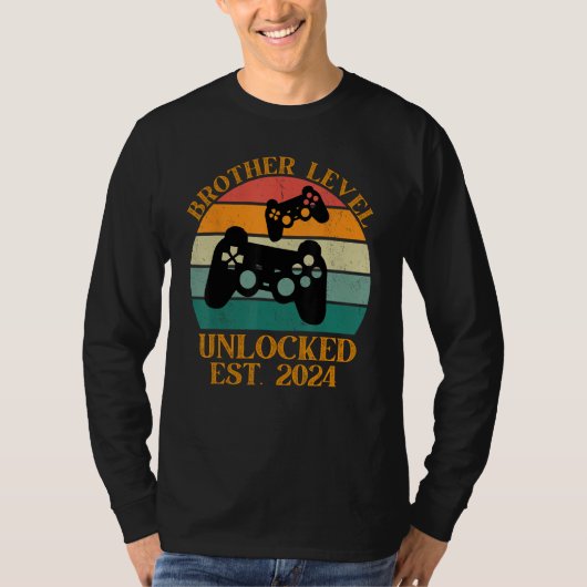 Brother Level Unlocked 2024 New Brother Gamer Vint T-shirt (Voorkant)