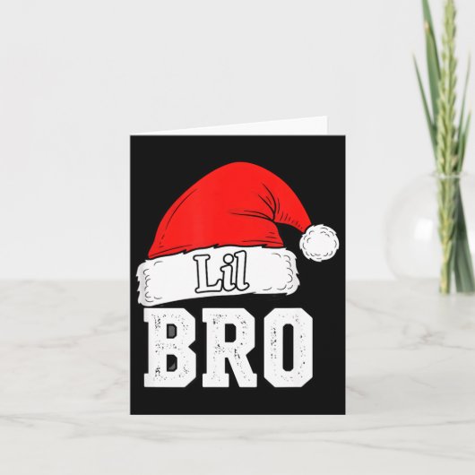 Brother Lil Bro Santa Hat Christmas Little Brother Kaart (Voorkant)
