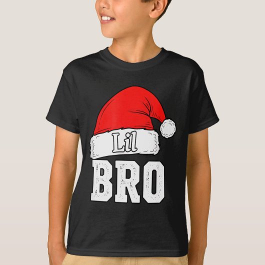 Brother Lil Bro Santa Hat Christmas Little Brother T-shirt (Voorkant)