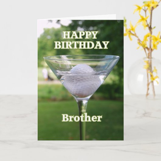 Brother Martini Golf Ball Birthday Kaart (Gele Bloem)