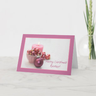 Brother merry kerstmis roze ornamenten kerst feestdagen kaart