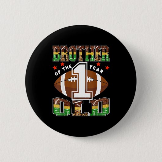 Brother Of The 1 Year Old Football First Birthday  Ronde Button 5,7 Cm (Voorkant)