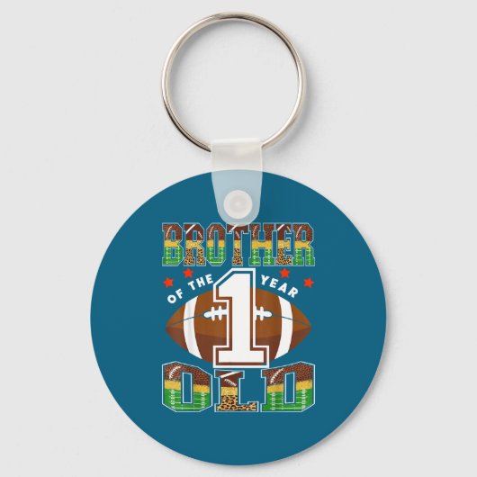 Brother Of The 1 Year Old Football First Birthday  Sleutelhanger (Voorkant)