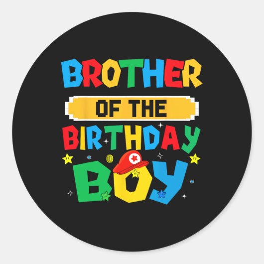 Brother Of The Birthday Boy Game Video Gaming Matc Ronde Sticker (Voorkant)