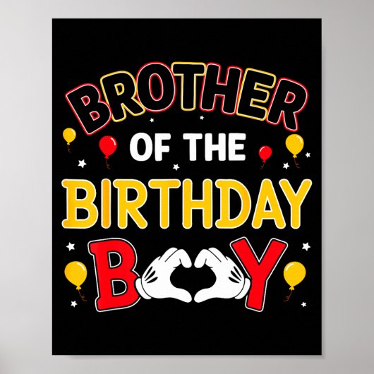 Brother Of The Birthday Boy Matching Family Birthd Poster (Voorkant)