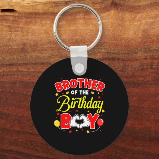 Brother Of The Birthday Boy Matching Family Party Sleutelhanger (Voorkant)