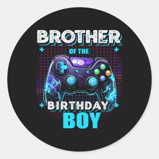Brother Of The Birthday Boy Matching Family Video  Ronde Sticker (Voorkant)