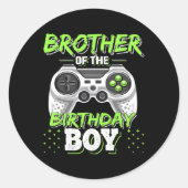 Brother Of The Birthday Boy Matching Video Game Bi Ronde Sticker (Voorkant)