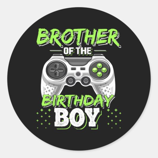 Brother Of The Birthday Boy Matching Video Game Bi Ronde Sticker (Voorkant)