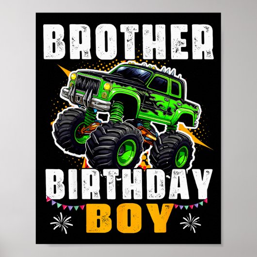 Brother Of The Birthday Boy Monster Truck Family M Poster (Voorkant)