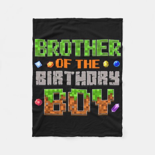 Brother Of The Birthday Boy Party Video Gamer Pixe Fleece Deken (Voorkant)