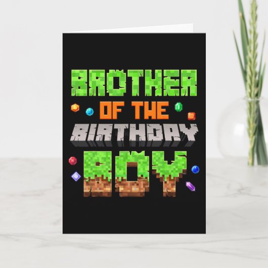 Brother Of The Birthday Boy Pixel Gaming Video Gam Kaart (Voorkant)