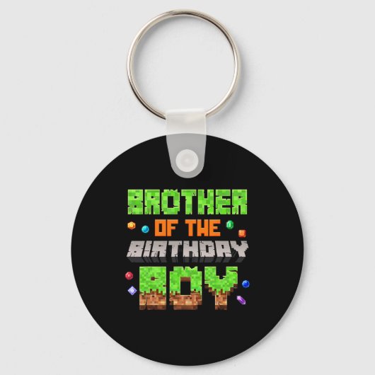 Brother Of The Birthday Boy Pixel Gaming Video Gam Sleutelhanger (Voorkant)