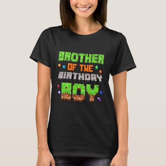 Brother Of The Birthday Boy Pixel Gaming Video Gam T-shirt (Voorkant)