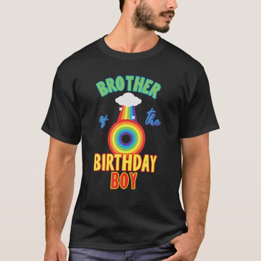 Brother Of The Birthday Boy Rainbow Theme Matching T-shirt (Voorkant)