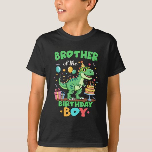 Brother Of The Birthday Boy T Rex Dinosaur Family T-shirt (Voorkant)