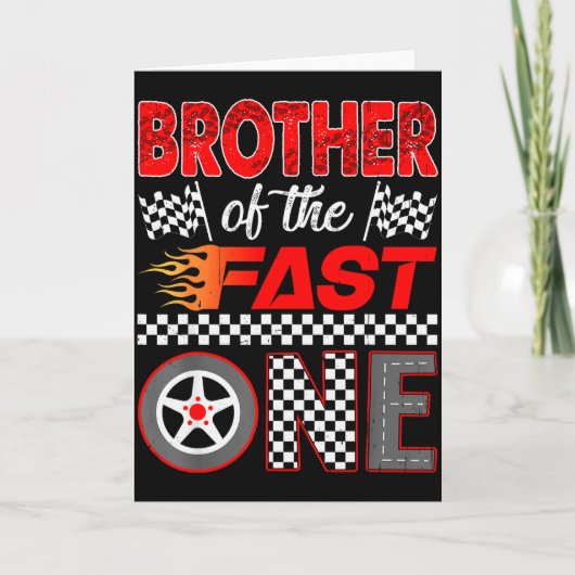 Brother Of The Fast One First Birthday Racing Car Kaart (Voorkant)