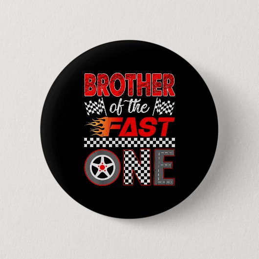 Brother Of The Fast One First Birthday Racing Car Ronde Button 5,7 Cm (Voorkant)