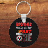 Brother Of The Fast One First Birthday Racing Car  Sleutelhanger (Voorkant)