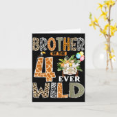 Brother Of The Four Ever Wild Safari 4th Birthday Kaart (Gele Bloem)