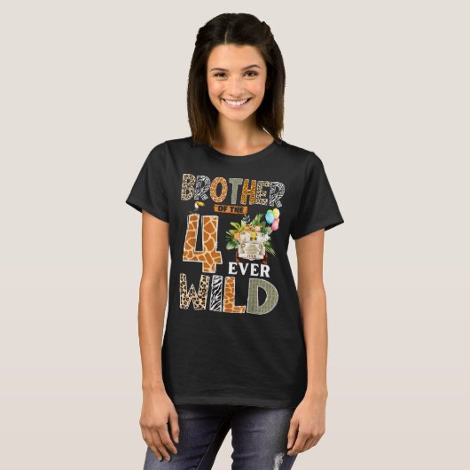 Brother Of The Four Ever Wild Safari 4th Birthday  T-shirt (Voorkant volledig)