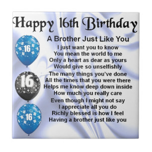 Brother Poem 16th Birthday Tegeltje