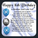Brother Poem 16th Birthday Vierkante Sticker<br><div class="desc">Een groot cadeau voor een broer op zijn 16e verjaardag</div>