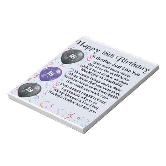 Brother Poem 18th Birthday Notitieblok (Linkerzijde)