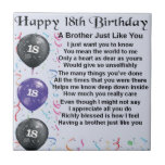 Brother Poem 18th Birthday Tegeltje<br><div class="desc">Een groot cadeau voor een broer op zijn achttiende verjaardag</div>