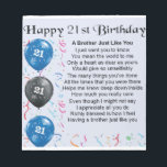 Brother Poem 21st Birthday Notitieblok<br><div class="desc">Een groot cadeau voor een broer op zijn 21ste verjaardag</div>