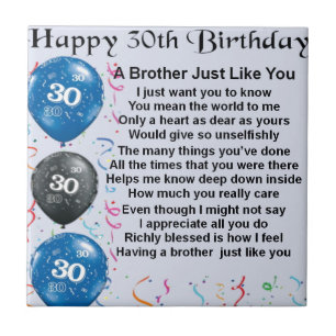 Brother Poem 30th Birthday Tegeltje