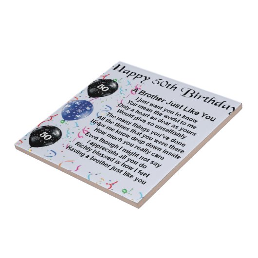 Brother Poem 50th Birthday Tegeltje (Zijkant)