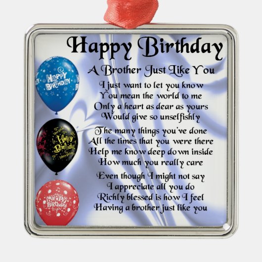 Brother Poem Happy Birthday Metalen Ornament (Voorkant)