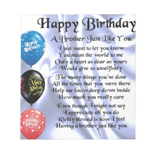Brother Poem Happy Birthday Notitieblok