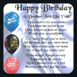Brother Poem Happy Birthday Vierkante Sticker<br><div class="desc">Een groot cadeau voor een broer op zijn verjaardag</div>